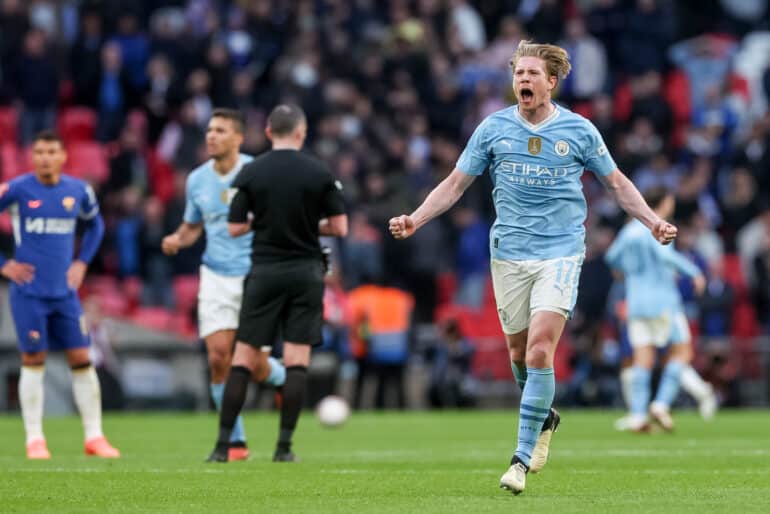 Kevin De Bruyne kuvattuna FA Cupin välierässä vuonna 2024.