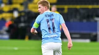 Kevin De Bruyne kuvattuna Mestarien liigan ottelussa Dortmundia vastaan keväällä 2024.