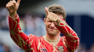 Bayern Münchenin Thomas Muller kuvattuna kauden 2024–2025 alussa.
