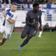 Benjamin Källman (L) of Finland vies with Marc Guehi of England during the UEFA Nations League, League B - Group 2, football match between Finland and England at the Olympic Stadium in Helsinki, Finland, on October 13, 2024. (Photo by MARKKU ULANDER/LEHTIKUVA/Sipa USA/News Images)