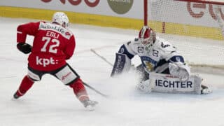 Lassi Lehtinen torjui Leijonien maalilla Sveitsin EHT-turnauksessa.