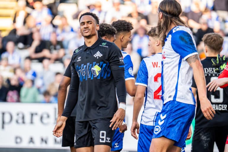 Odense, Denmark. 08th, March 2025. Momodou Sarr (9) of Kolding IF seen during the NordicBet Liga match between Odense BK and Kolding IF at Nature Energy Park in Odense.