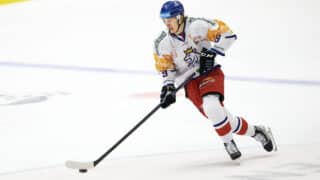 epa10463004 Czech Republic's Lukas Jasek in action during the Euro Hockey Tour - Beijer Hockey Games ice hockey match between Switzerland and Czech Republic at Malmo Arena in Malmo, Sweden, 12 February 2023.  EPA-EFE/Andreas Hillergren  SWEDEN OUT