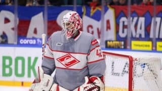 2T99RJ5 Saint Petersburg, Russia. 23rd Nov, 2023. Spartak Hockey Club player, Patrik Rybar (42) seen in action during the Kontinental Hockey League, regular season KHL 2023 - 2024 between SKA Saint Petersburg and Spartak Moscow at the Ice Sports Palace. (Final score; SKA Saint Petersburg 3:2 Spartak Moscow) Credit: SOPA Images Limited/Alamy Live News