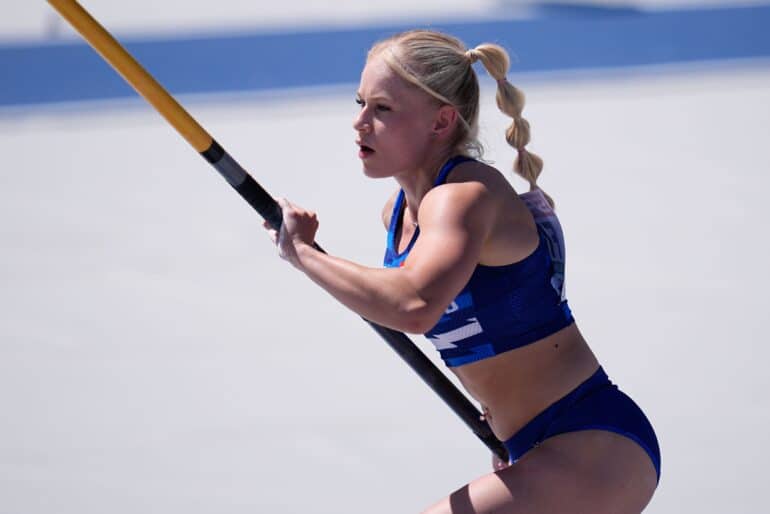 Saga Andersson of Finland competes in the Women's Pole Vault Group A during the European Athletics Team Championships Division 1 Madrid 2025 at Palacio Real de Madrid on June 26, 2025 in Madrid, Spain.