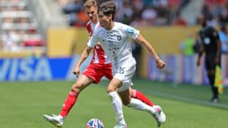 David Yoo of Auckland City breaks forward during the match between FC Bayern Munich and Auckland City, for the 1st round of group C for the FIFA Club World Cup 2025, in Cincinnati