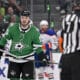 May 23, 2025; Dallas, Texas, USA; Dallas Stars center Matt Duchene (95) skates off the ice after the Edmonton Oilers score during the second period in game two of the Western Conference Final of the 2025 Stanley Cup Playoffs at American Airlines Center. Mandatory Credit: Jerome Miron-Imagn Images