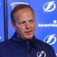 Tampa Bay Lightning head coach Jon Cooper opened his season wrap-up news conference on Wednesday, May 1, 2024, by apologizing for what he called an "inappropriate analogy" following his team's loss to the Florida Panthers on Monday in Sunrise, Florida. (Dirk Shadd/Tampa Bay Times/TNS)